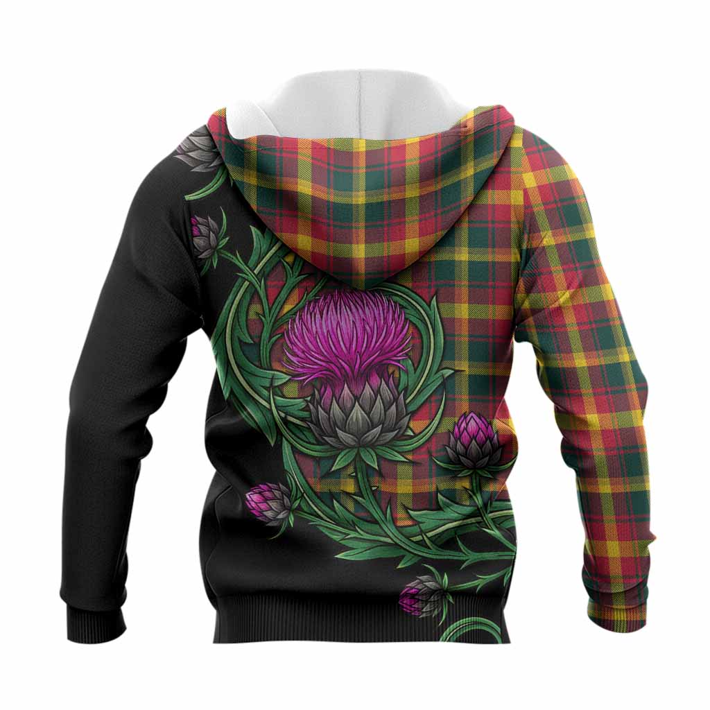 Maple Leaf Tartan Knitted Hoodie Resilient Scottish Thistle - Tartan Vibes Clothing