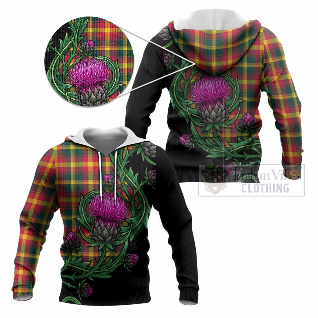 Maple Leaf Tartan Knitted Hoodie Resilient Scottish Thistle - Tartan Vibes Clothing