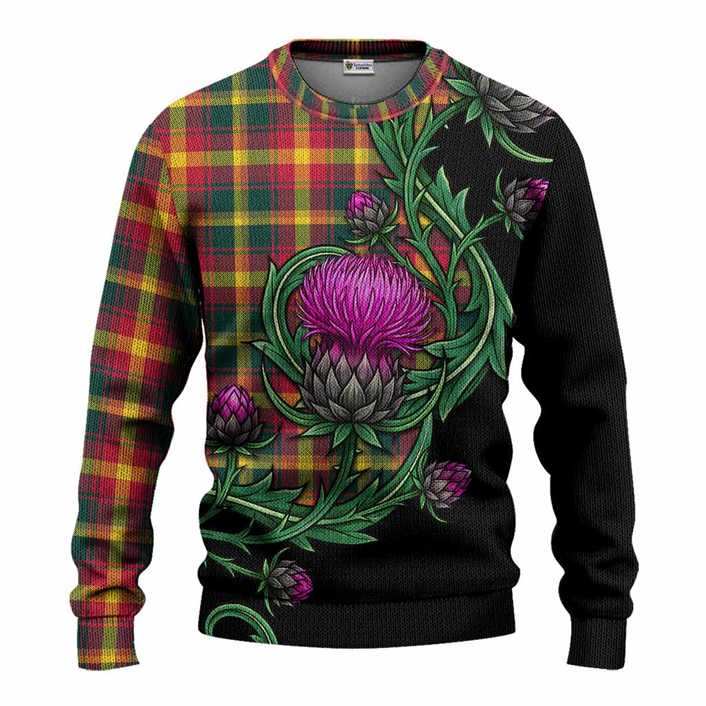 Maple Leaf Tartan Knitted Sweater Resilient Scottish Thistle Unisex - Tartan Vibes Clothing