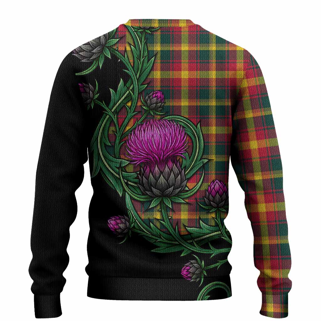 Maple Leaf Tartan Knitted Sweater Resilient Scottish Thistle - Tartan Vibes Clothing