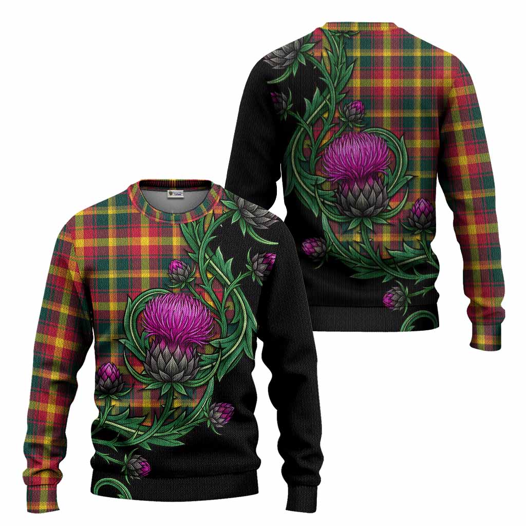Maple Leaf Tartan Knitted Sweater Resilient Scottish Thistle - Tartan Vibes Clothing