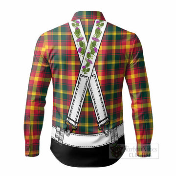 Maple Leaf Tartan Lederhosen Costume Long Sleeve Button Shirts Scotland Thistle Floral