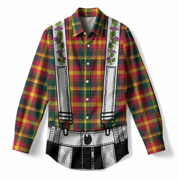 Maple Leaf Tartan Lederhosen Costume Women Casual Shirt Scotland Thistle Floral