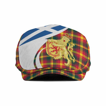 Maple Leaf Tartan Lion Rampant Flat Cap, Jeff Cap Classic Scottish Style