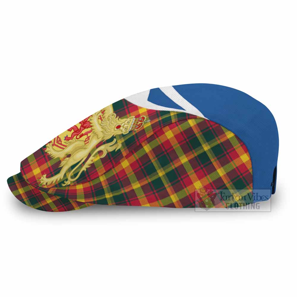 Maple Leaf Tartan Lion Rampant Flat Cap, Jeff Cap Classic Scottish Style - Tartan Vibes Clothing