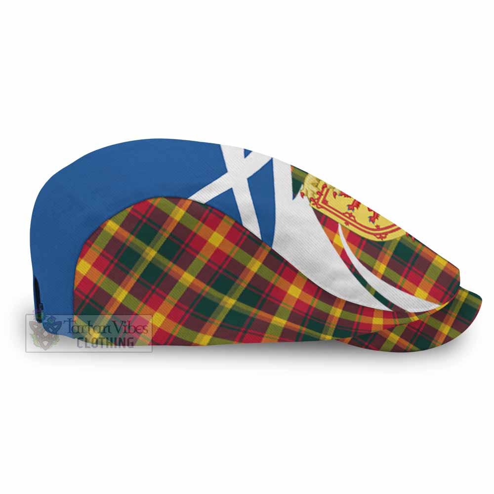 Maple Leaf Tartan Lion Rampant Flat Cap, Jeff Cap Classic Scottish Style - Tartan Vibes Clothing