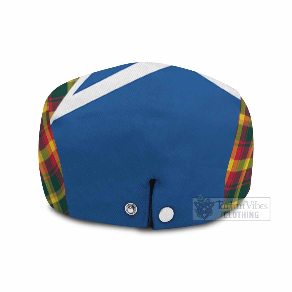 Maple Leaf Tartan Lion Rampant Flat Cap, Jeff Cap Classic Scottish Style - Tartan Vibes Clothing
