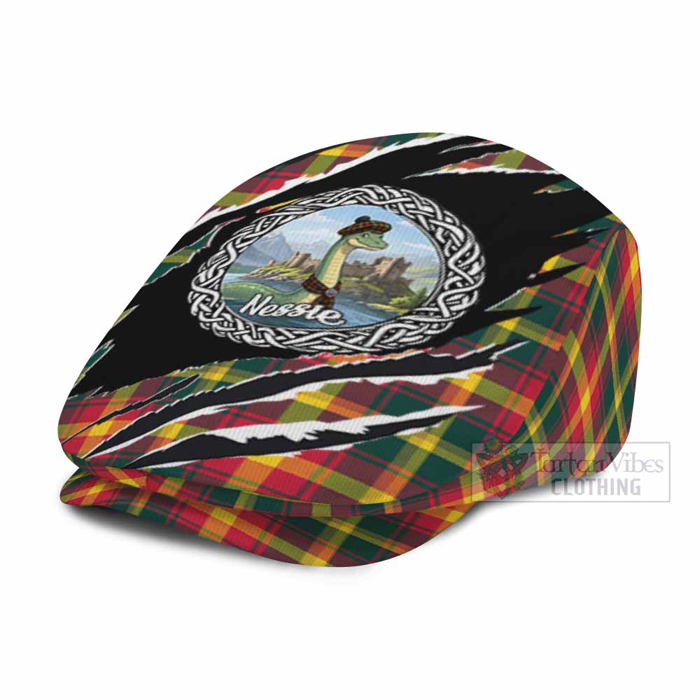 Maple Leaf Tartan Loch Ness Monster Flat Cap, Jeff Cap Celtic Knot Nessie Art