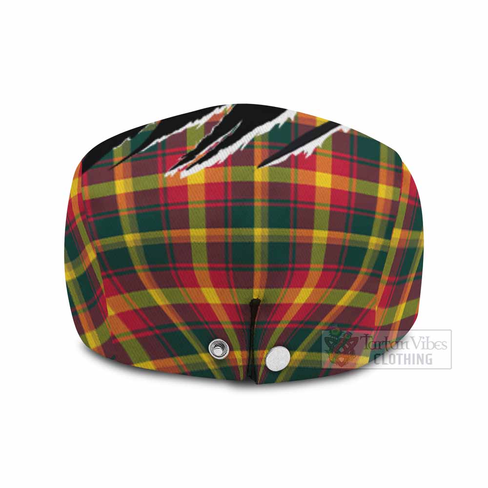 Maple Leaf Tartan Loch Ness Monster Flat Cap, Jeff Cap Celtic Knot Nessie Art