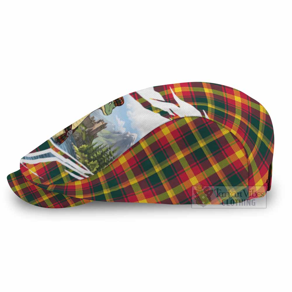 Maple Leaf Tartan Loch Ness Monster Scottish Heritage Art Flat Cap, Jeff Cap - Tartan Vibes Clothing