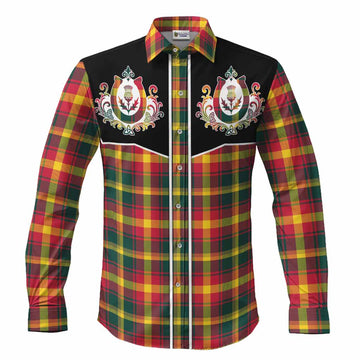 Maple Leaf Tartan Long Sleeve Button Shirts Horseshoe Ornament Men's Shirt S - Tartan Vibes Clothing