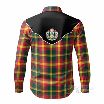 Maple Leaf Tartan Long Sleeve Button Shirts Horseshoe Ornament - Tartan Vibes Clothing
