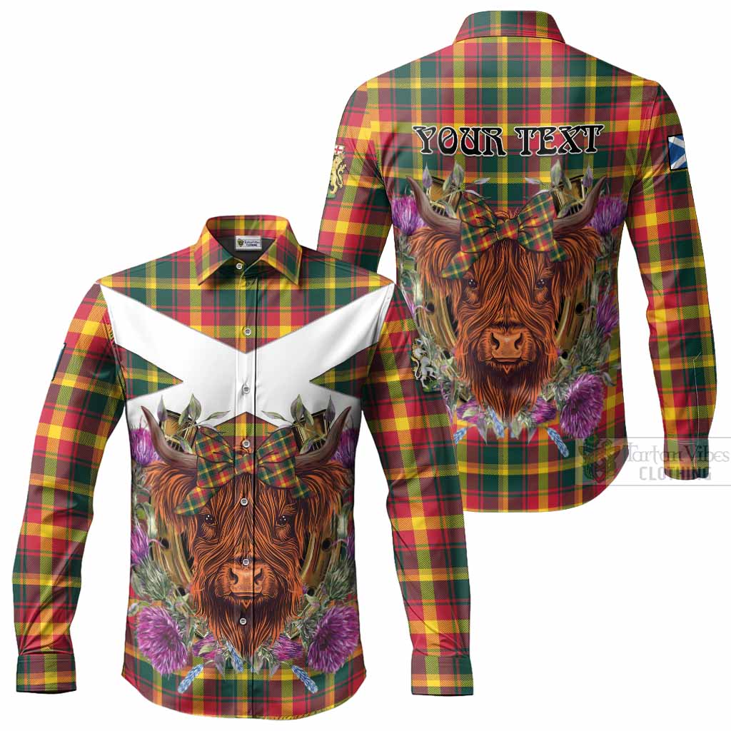 Maple Leaf Tartan Long Sleeve Button Shirts Scottish Thistle Heilan Coo