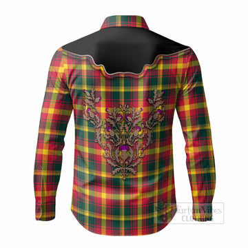 Maple Leaf Tartan Long Sleeve Button Shirts Thistle Ornament Western Yoke