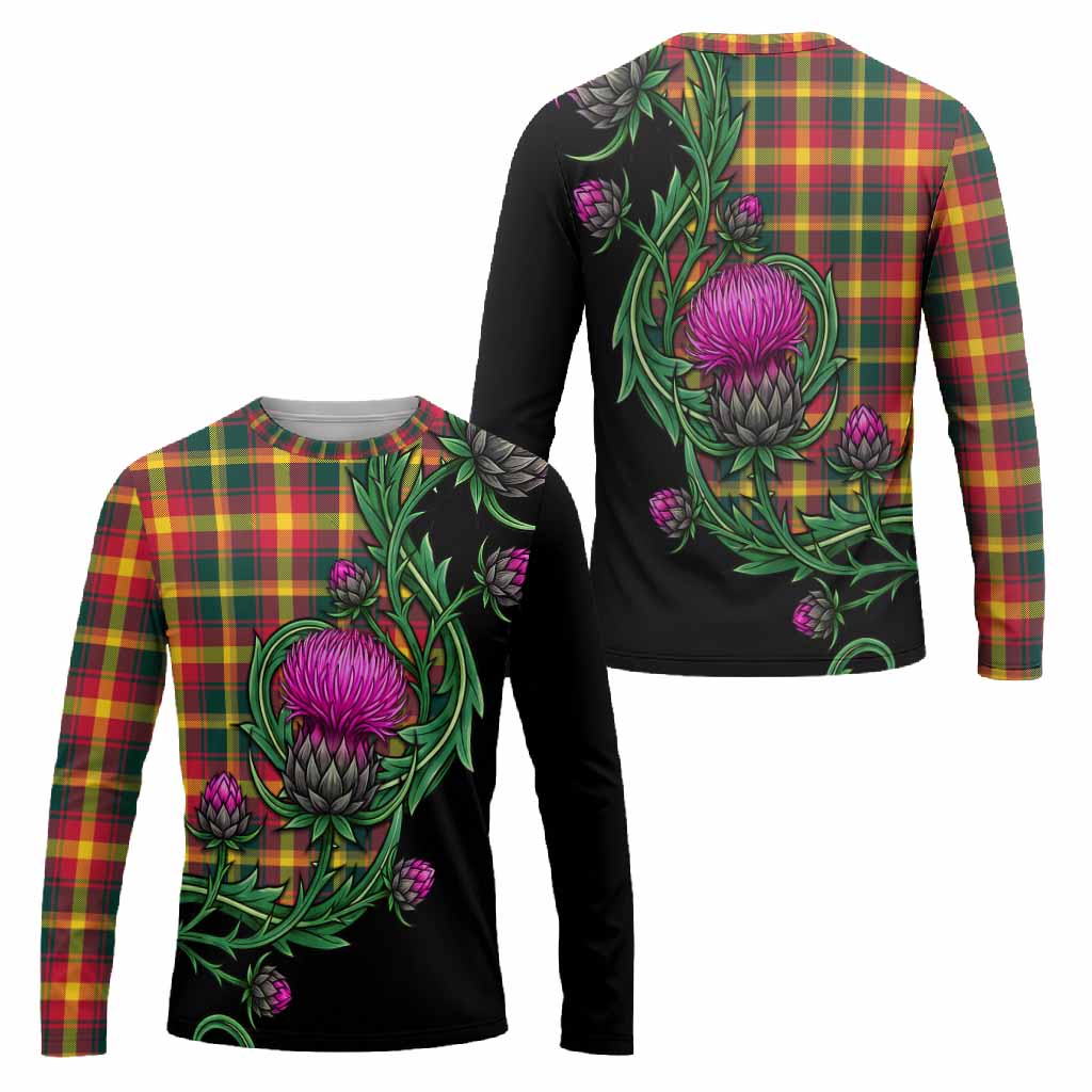 Maple Leaf Tartan Long Sleeve T-Shirt Resilient Scottish Thistle - Tartan Vibes Clothing