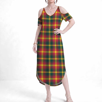 Maple Leaf Tartan Summer Maxi Dress - Tartan Vibes Clothing