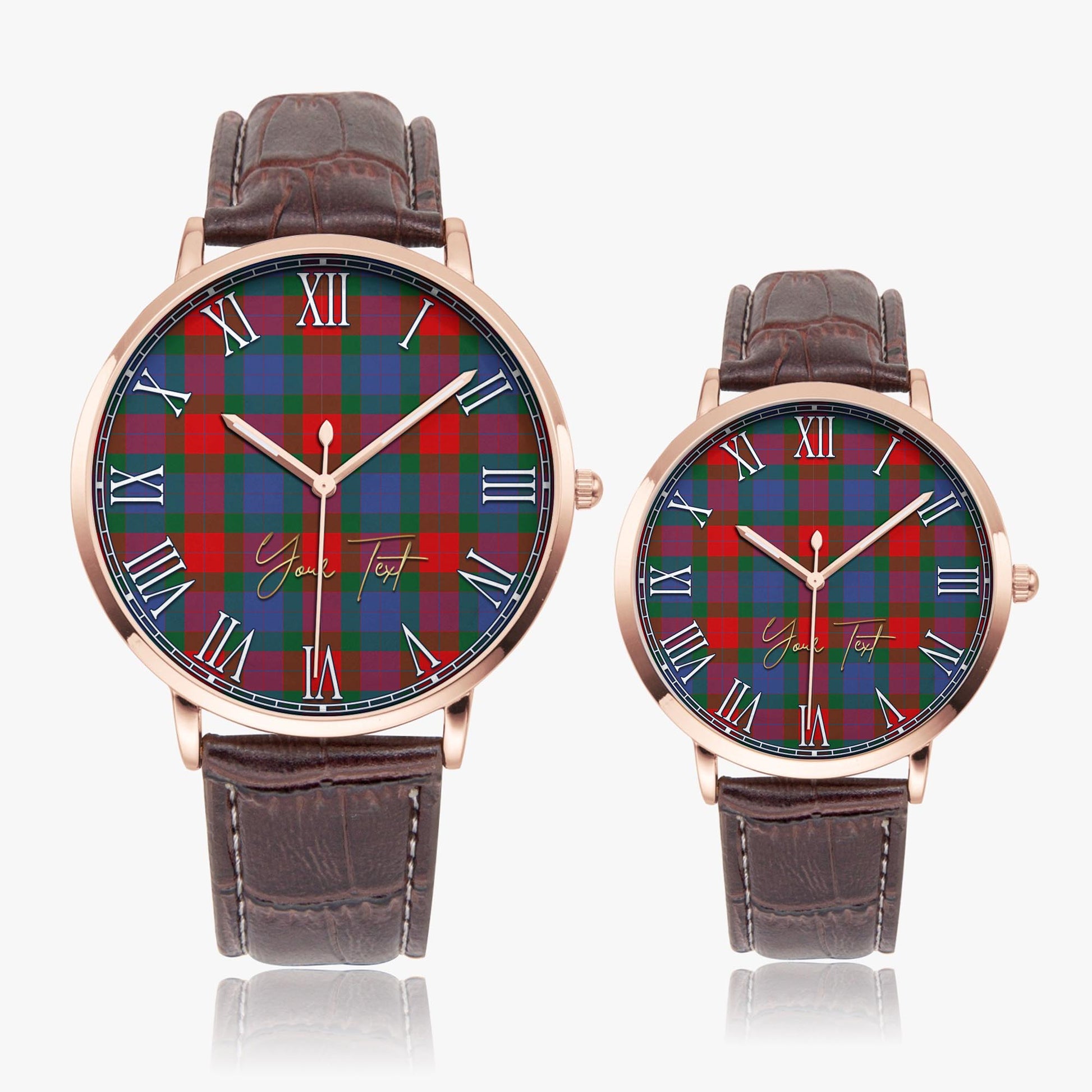 Mar Tartan Personalized Your Text Leather Trap Quartz Watch - Tartan Vibes Clothing