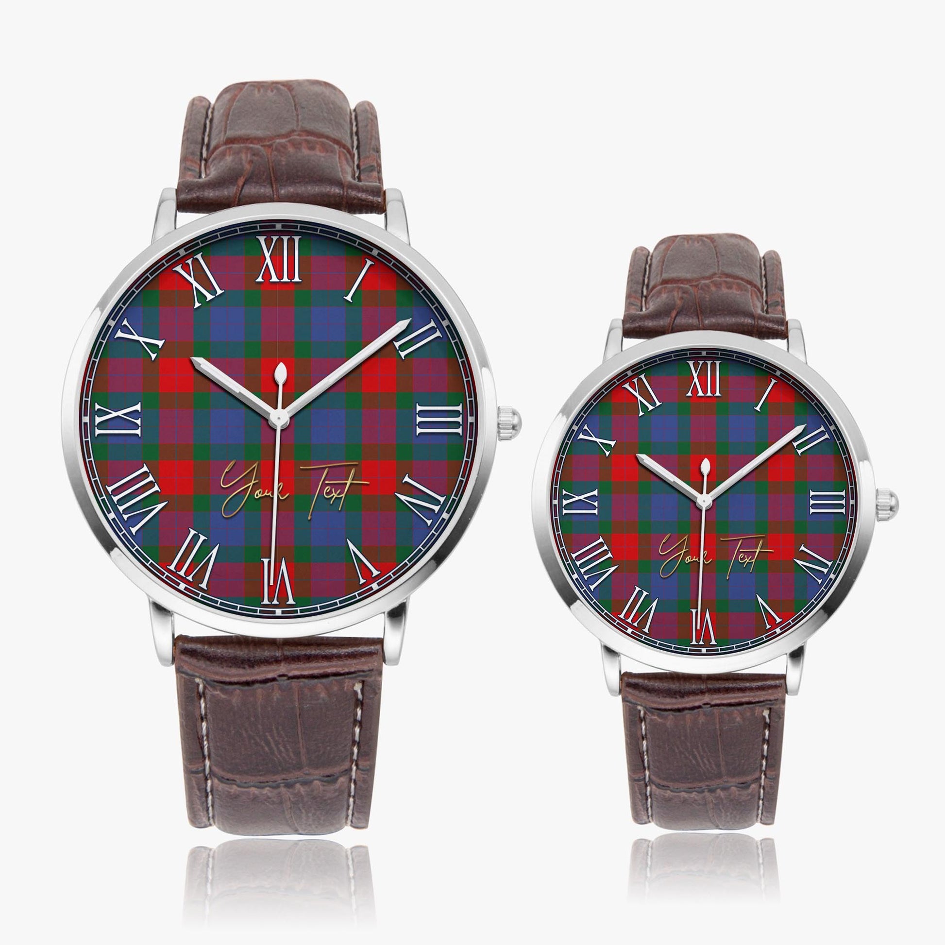 Mar Tartan Personalized Your Text Leather Trap Quartz Watch - Tartan Vibes Clothing