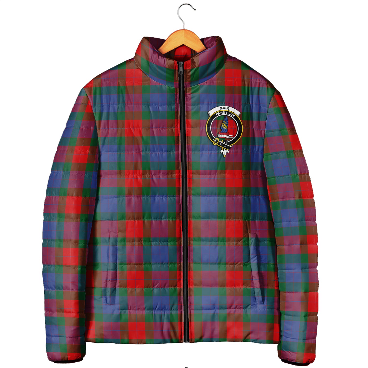 Mar Tartan Padded Jacket with Family Crest Men's Padded Jacket - Tartan Vibes Clothing