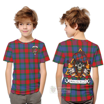 Mar Tartan Kid T-Shirt with Family Crest and Bearded Skull Holding Bottles of Whiskey Youth XL Size14 - Tartan Vibes Clothing