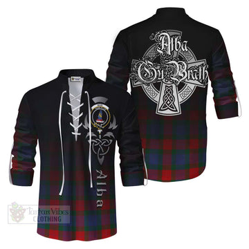 Mar Tartan Ghillie Kilt Shirt Featuring Alba Gu Brath Family Crest Celtic Inspired Men - Tartan Vibes Clothing