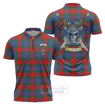Mar Tartan Zipper Polo Shirt with Family Crest Celtic Skull Style Unisex - Tartan Vibes Clothing