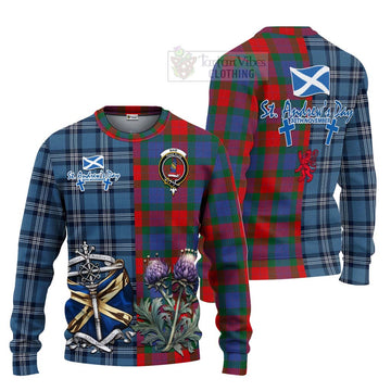 Mar Tartan Knitted Sweater Happy St. Andrew's Day Half Tartan Style Unisex - Tartan Vibes Clothing