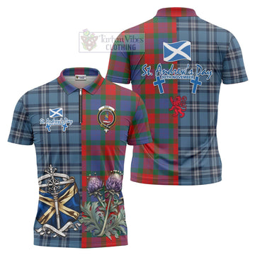 Mar Tartan Zipper Polo Shirt Happy St. Andrew's Day Half Tartan Style Unisex - Tartan Vibes Clothing