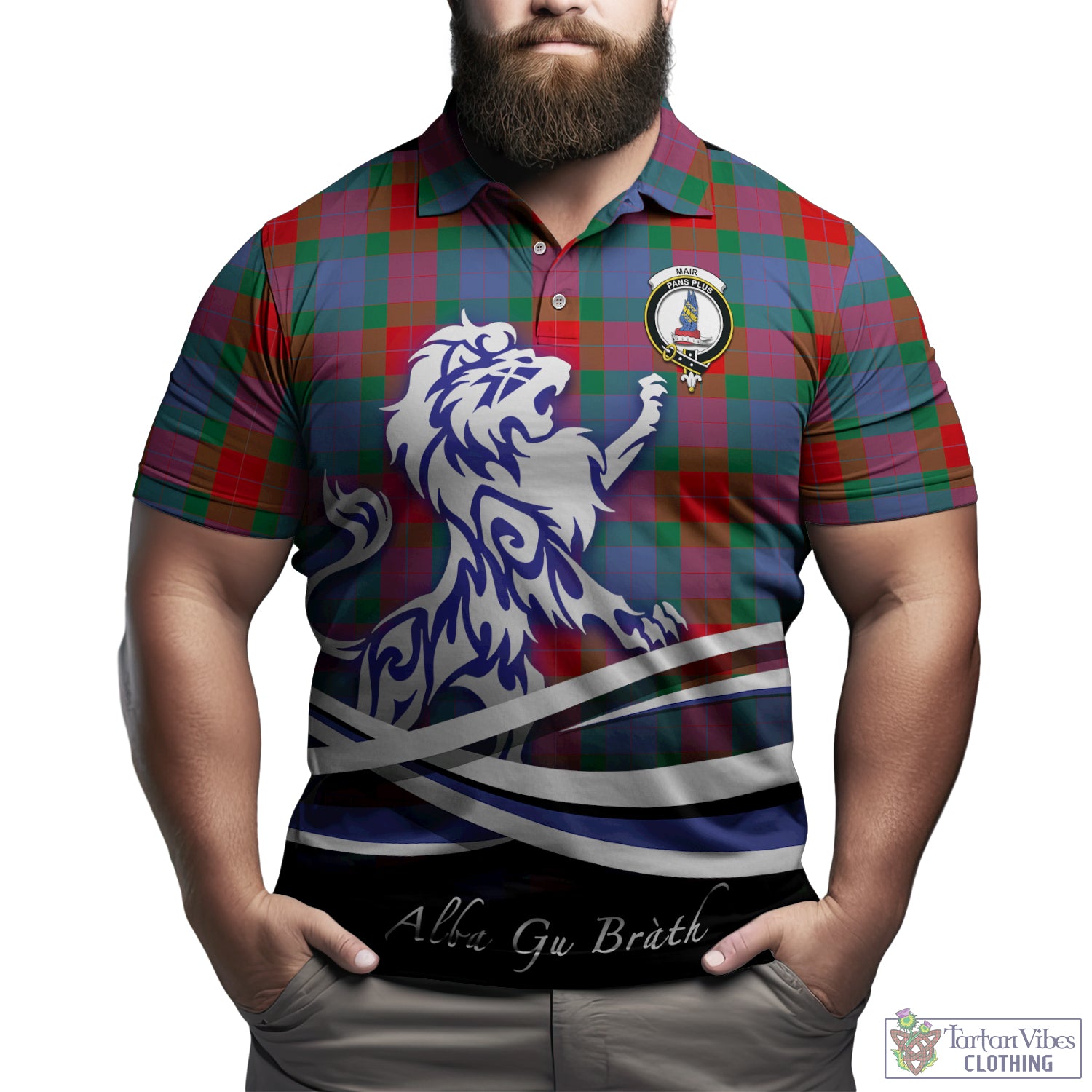 Mar Tartan Polo Shirt with Alba Gu Brath Regal Lion Emblem Kid - Tartan Vibes Clothing
