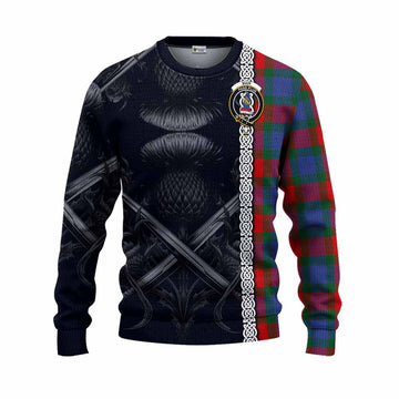 Mar Tartan Knitted Sweater with Family Crest Cross Sword Thistle Celtic Vibes Unisex - Tartan Vibes Clothing