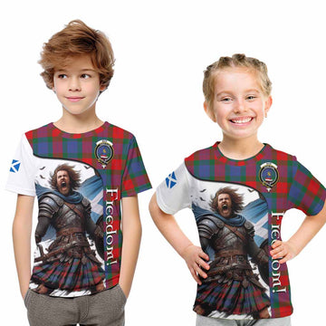 Tartan Vibes Clothing Mar Crest Tartan Kid T-Shirt Inspired by the Freedom of Scottish Warrior