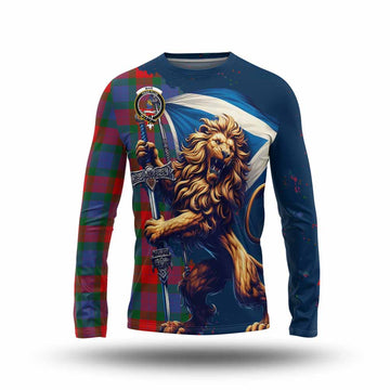 Mar Tartan Family Crest Long Sleeve T-Shirt with Scottish Majestic Lion Unisex - Tartan Vibes Clothing