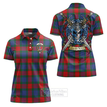 Mar Tartan Women's Polo Shirt with Family Crest Celtic Skull Style Women - Tartan Vibes Clothing