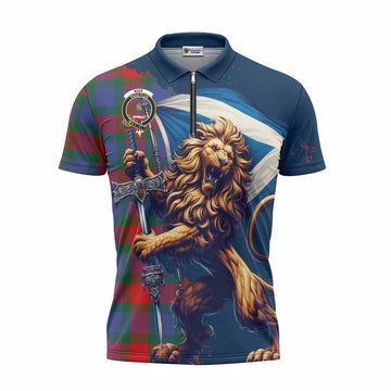 Mar Tartan Family Crest Zipper Polo Shirt with Scottish Majestic Lion Unisex - Tartan Vibes Clothing