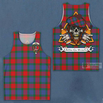 Mar Tartan Men's Tank Top with Family Crest and Bearded Skull Holding Bottles of Whiskey Men - Tartan Vibes Clothing