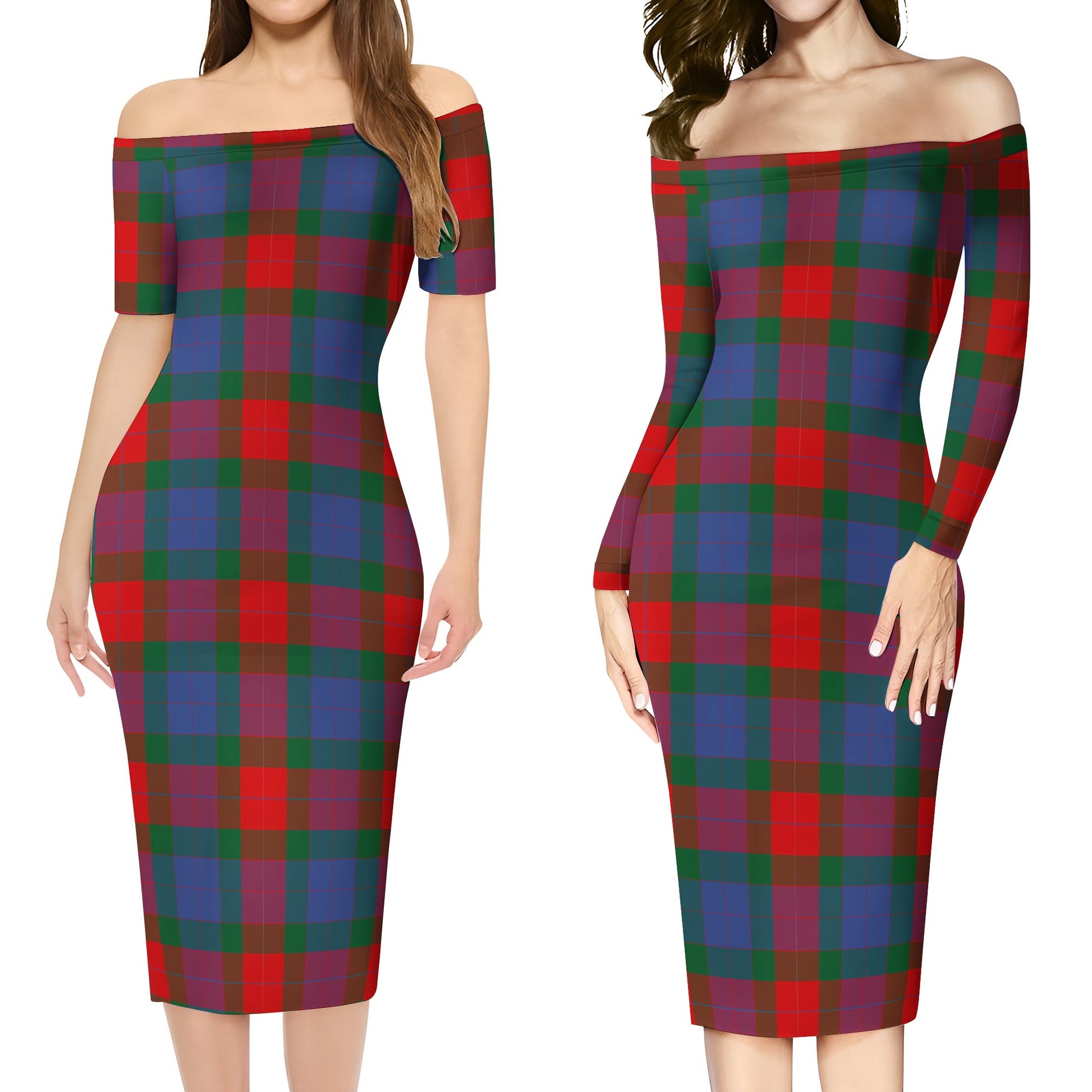 Mar Tartan Off Shoulder Lady Dress Women's Dress - Tartan Vibes Clothing