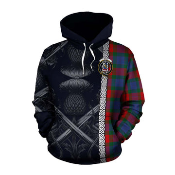 Mar Tartan Cotton Hoodie with Family Crest Cross Sword Thistle Celtic Vibes Pullover Hoodie XS - Tartan Vibes Clothing