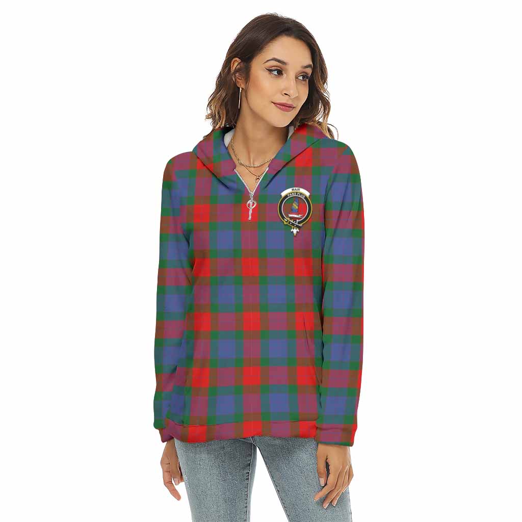 Mar Tartan Women's Borg Fleece Hoodie with Half Zip with Family Crest Female - Tartan Vibes Clothing
