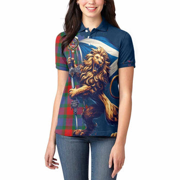 Mar Tartan Family Crest Women's Polo Shirt with Scottish Majestic Lion Women - Tartan Vibes Clothing
