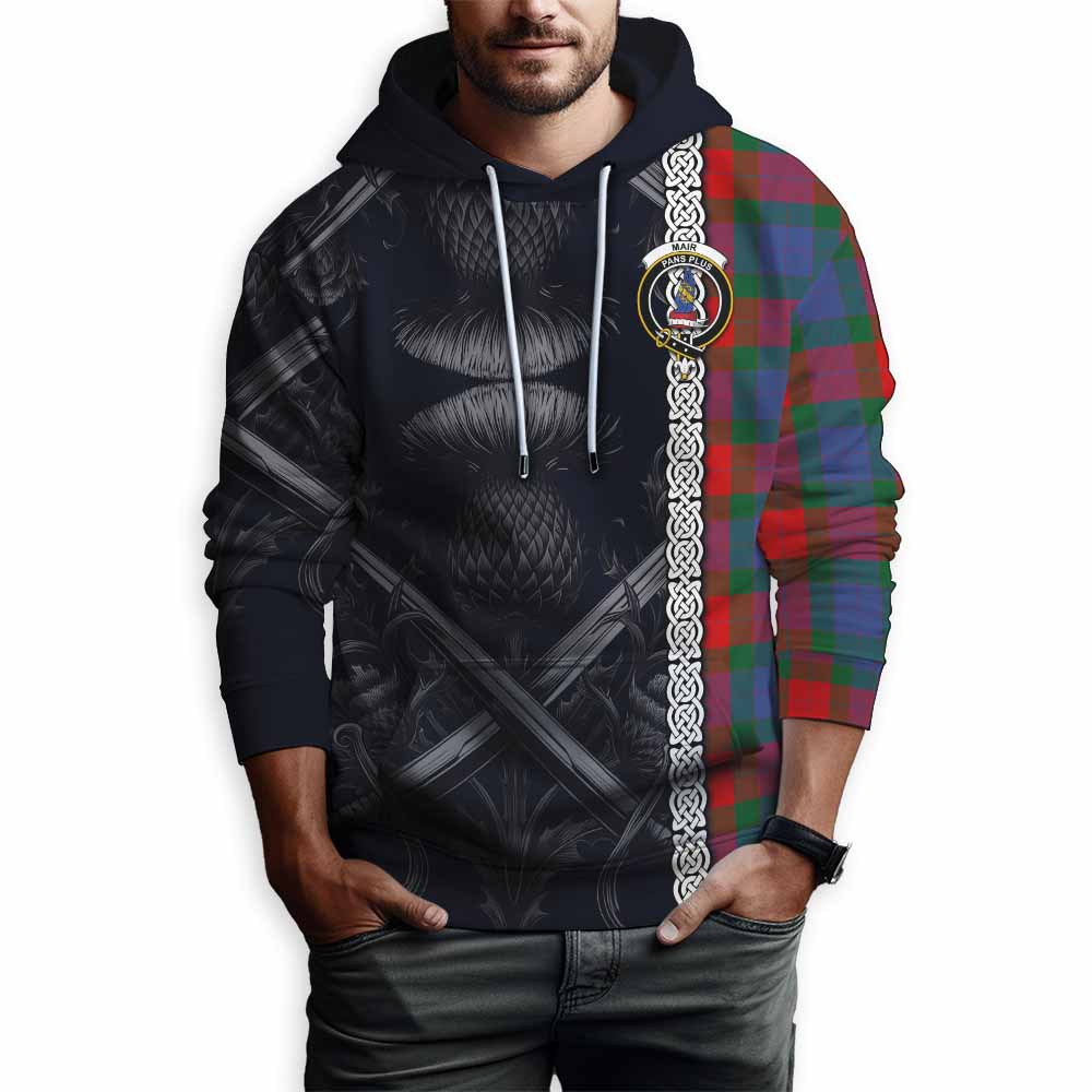 Mar Tartan Hoodie with Family Crest Cross Sword Thistle Celtic Vibes Pullover Hoodie - Tartan Vibes Clothing