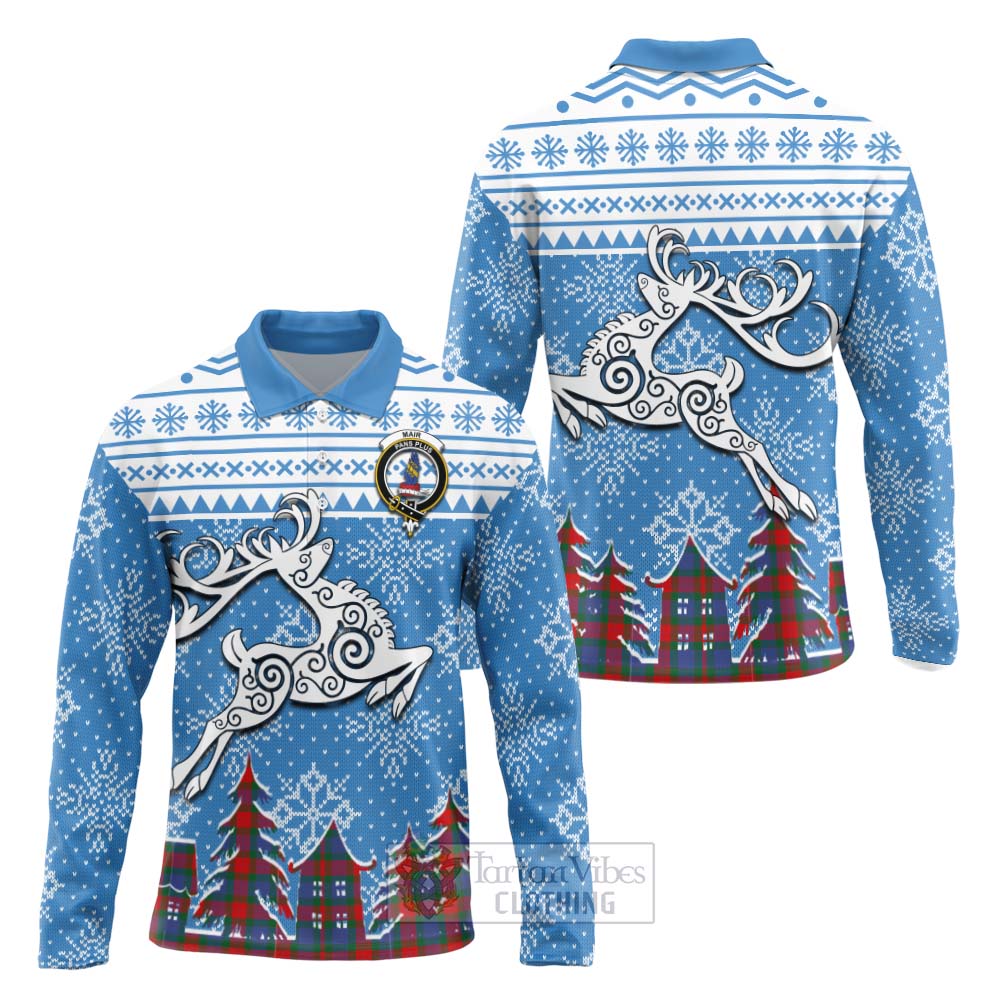 Mar Clan Christmas Long Sleeve Polo Shirt Celtic Reindeer Style Unisex - Tartan Vibes Clothing