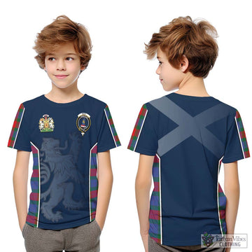 Mar Tartan Kid T-Shirt with Family Crest and Lion Rampant Vibes Sport Style Youth XL Size14 - Tartan Vibes Clothing