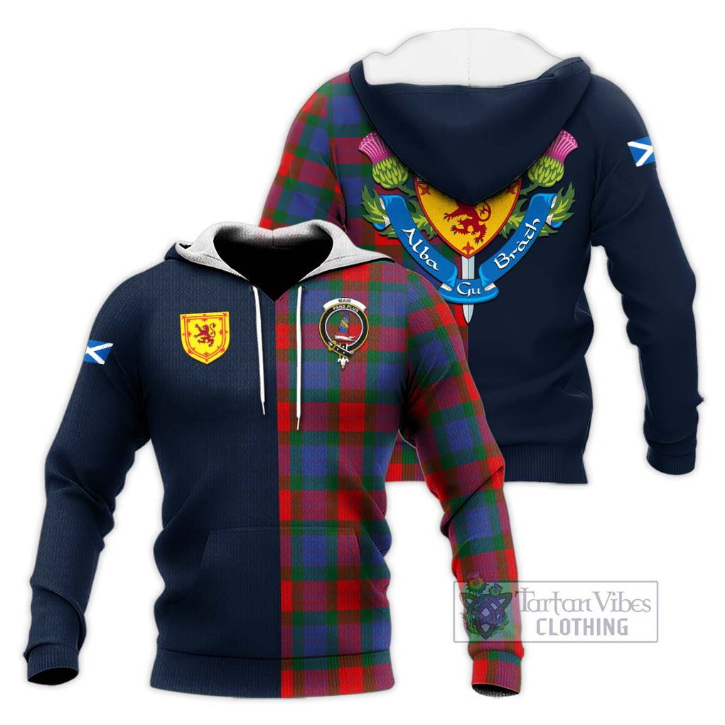 Mar Tartan Knitted Hoodie Alba with Scottish Lion Royal Arm Half Style Unisex Knitted Pullover Hoodie - Tartan Vibes Clothing