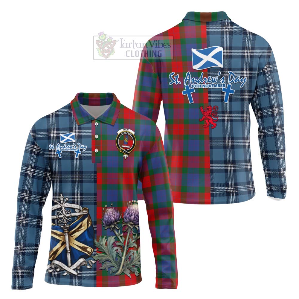 Mar Tartan Long Sleeve Polo Shirt Happy St. Andrew's Day Half Tartan Style Unisex - Tartan Vibes Clothing