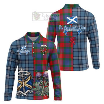 Mar Tartan Long Sleeve Polo Shirt Happy St. Andrew's Day Half Tartan Style Unisex - Tartan Vibes Clothing