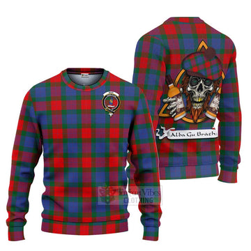 Mar Tartan Ugly Sweater with Family Crest and Bearded Skull Holding Bottles of Whiskey Unisex - Tartan Vibes Clothing