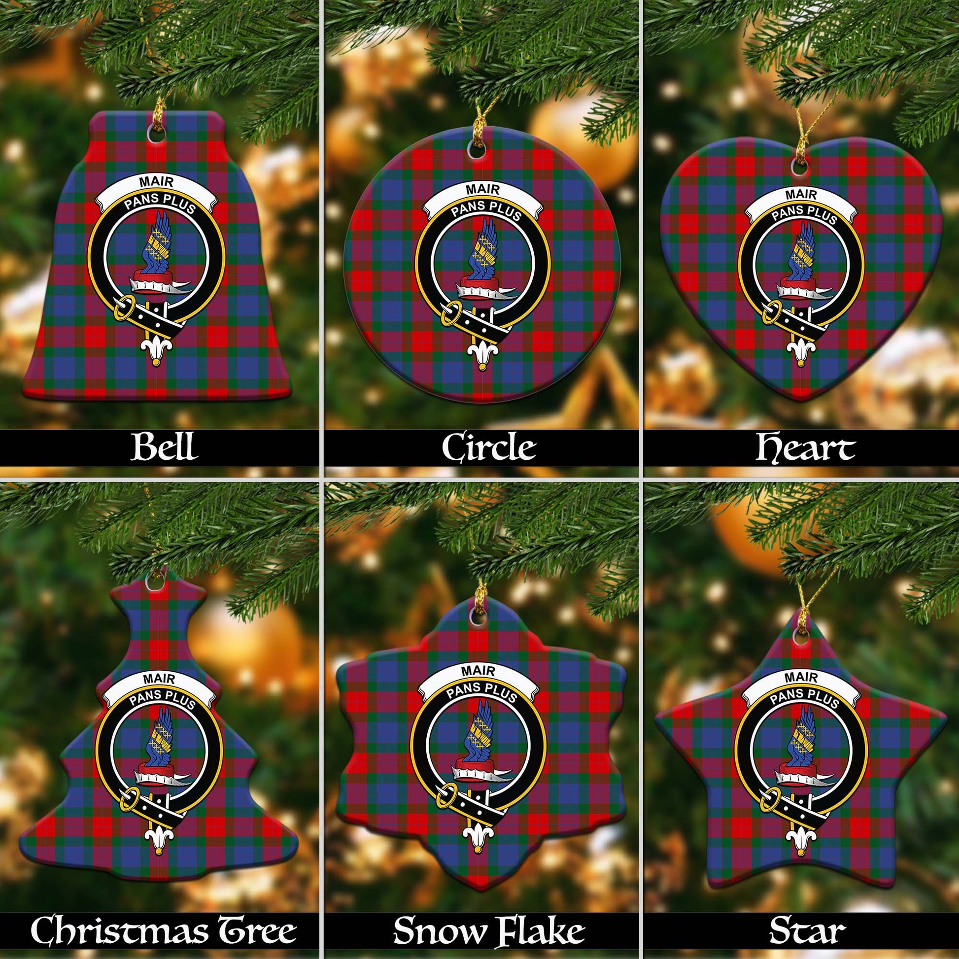 Mar Tartan Christmas Ceramic Ornaments with Family Crest Ceramic - Tartan Vibes Clothing