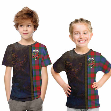 Mar Tartan Family Crest Kid T-Shirt Alba Gu Brath Be Brave Lion Ancient Style Youth XL Size14 - Tartan Vibes Clothing