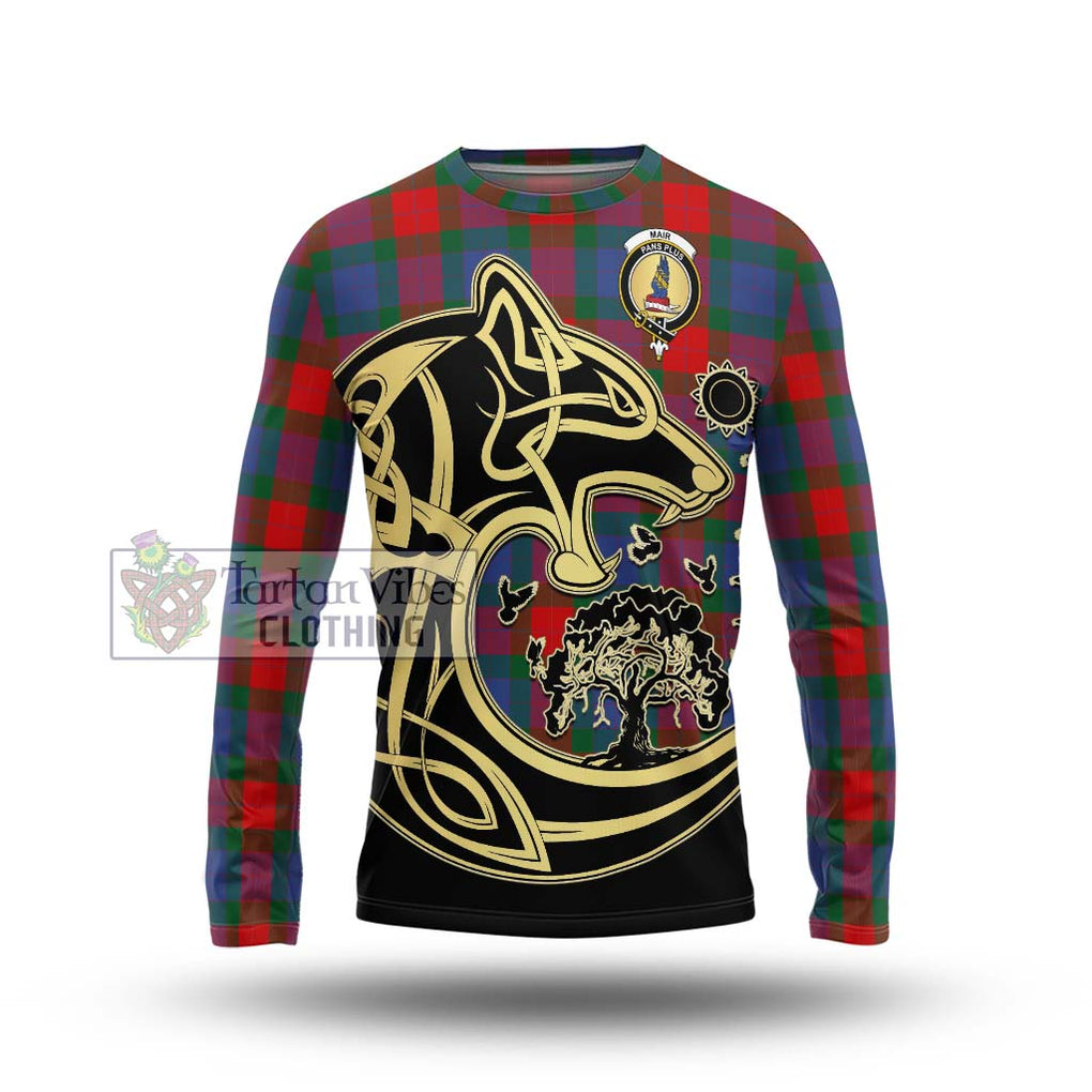 Mar Tartan Long Sleeve T-Shirt with Family Crest Celtic Wolf Style Unisex - Tartan Vibes Clothing