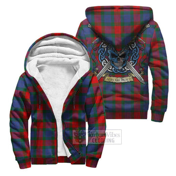 Mar Tartan Sherpa Hoodie with Family Crest Celtic Skull Style Unisex S - Tartan Vibes Clothing